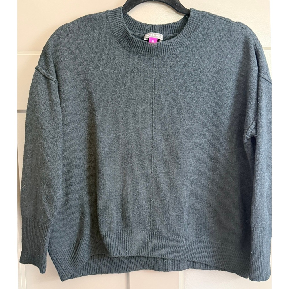 Vince Camuto Womens XS Charcoal Grey Crewneck Seam Front Boxy Knit Sweater